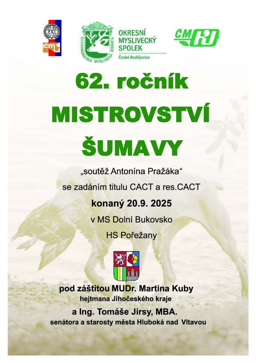 62. ročník Mistrovství Šumavy “soutěž Antonína Pražáka”