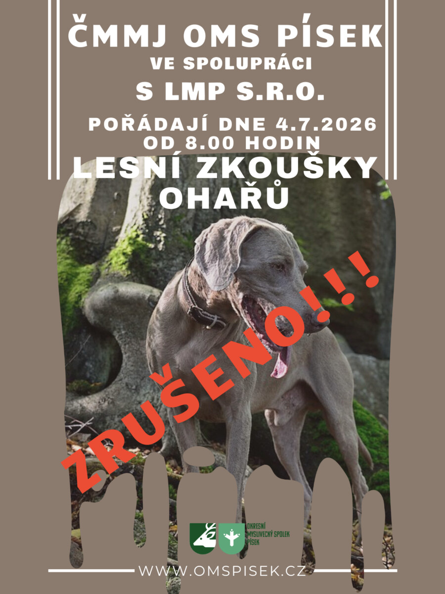 Lesní zkoušky ohařů – ZRUŠENY!!!